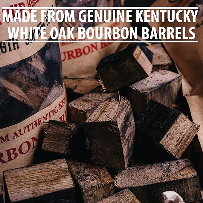 FOGO Premium Hardwood Lump Charcoal, Natural Medium and Small Sized Lump Charcoal 17.6 Pound Bag and FOGO Barrel Proof Bourbon Barrel Blocks, 2 Pound Resealable Bag, Bundle