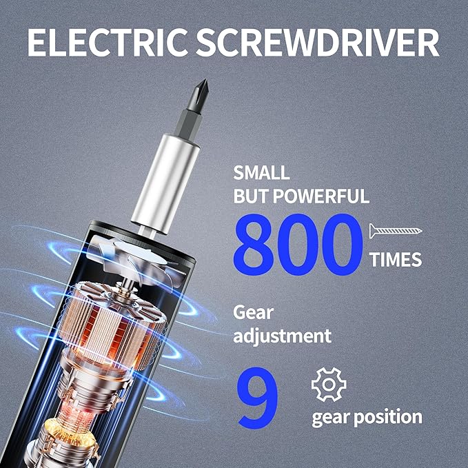 Multi-Functional Electric Screwdriver Set - Mini Drill w/Wireless Charging & Magnetic Bits, Perfect for Electronics, Home Appliances, Computers, Phones, Watches Repair & DIY (grey)