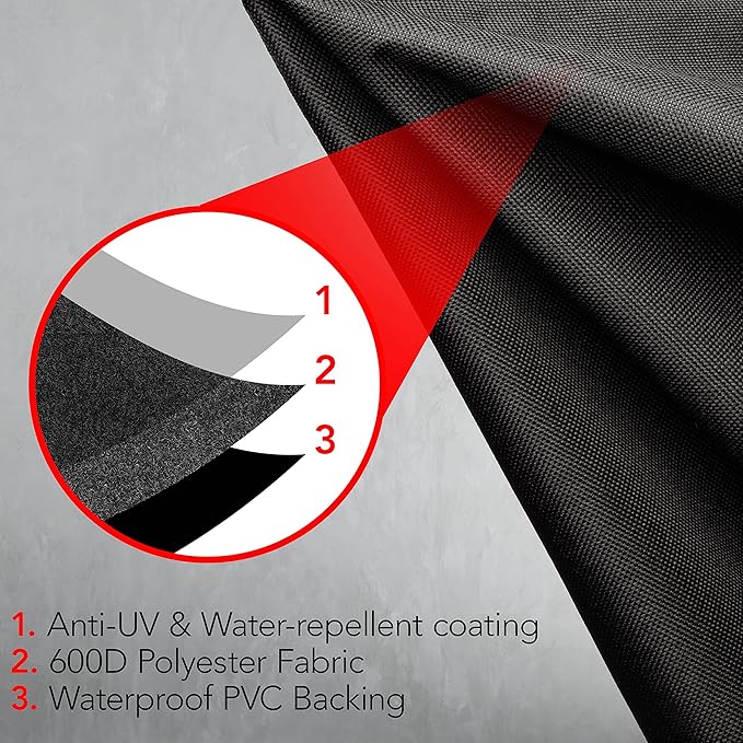 Heavy Duty BBQ Grill Cover for Outdoor Grill, 72 Inch – Waterproof, Weather Resistant, UV & Fade Resistant with Adjustable Straps – Gas Grill Cover for Weber, Genesis, Charbroil, etc. Black