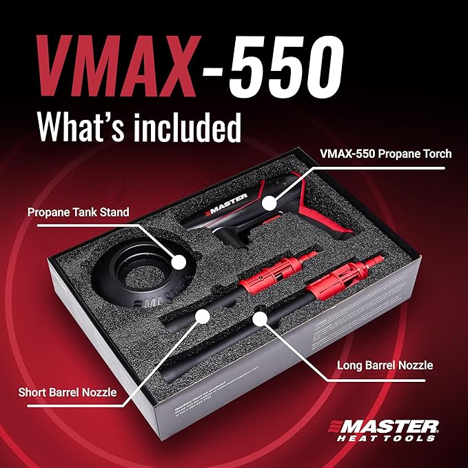 MASTER APPLIANCE VMAX 550 Propane Torch - Dual Nozzle Fire Starter & Grill Gun - Self-Igniting Flame for BBQ's, Fire Pits, Campfires & Sous Vide - Pro Grade Design, Engineered in USA