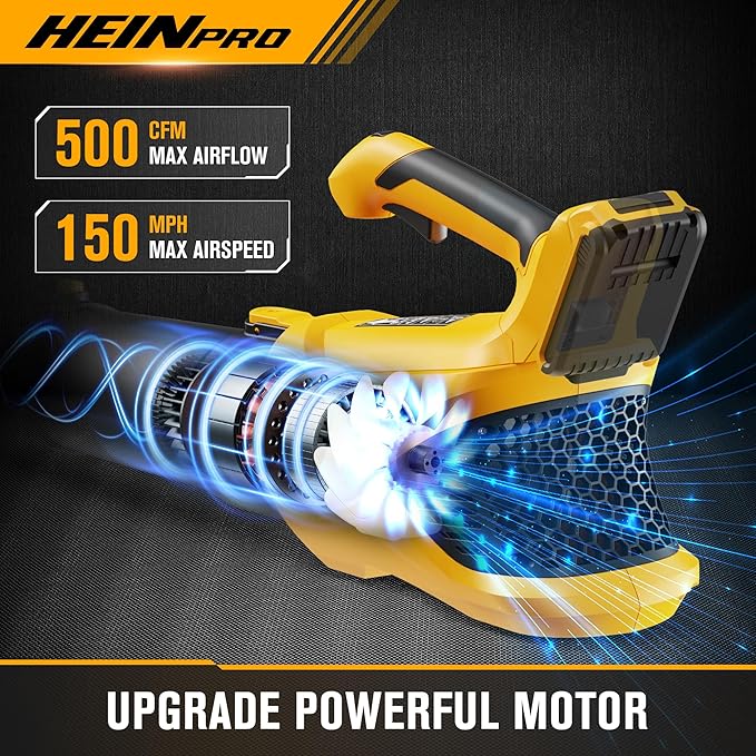 Cordless Leaf Blower Compatible with Dewalt 20V Max Battery, 500CFM/150MPH Electric Leaf Blower Cordless, 5 Speed Modes, Battery Powered Blowers for Lawn Care, Yard (Tool Only)