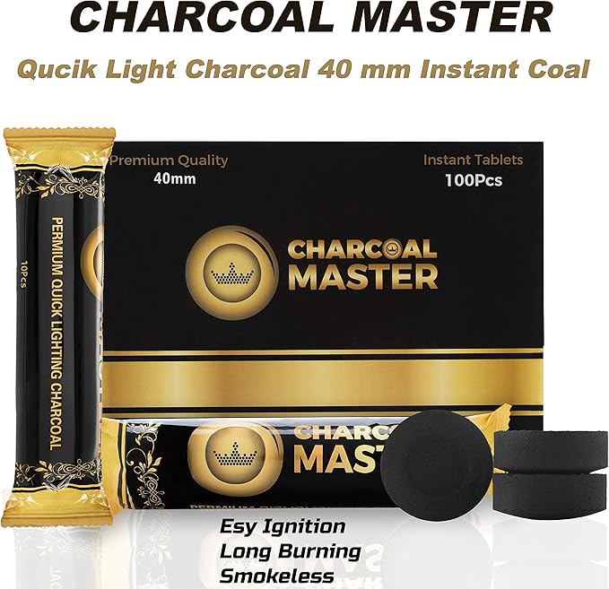 Coal Instant Light – Incense Instant Coal Disks – Coal Tablets – Charcoal Disks – Set of 200 Coals – 40 mm Quick Light Charcoal Briquettes – Natural Coal Disks – Slow Burn and Low Smoke (200)