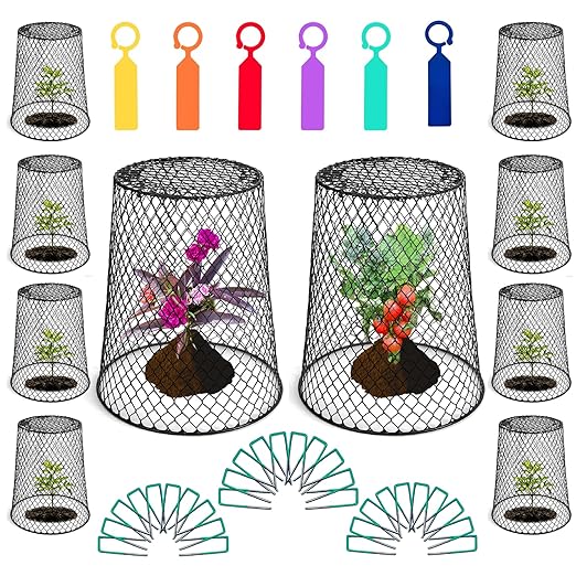 Feel Natural-10 Pcs 9.25"x9.45" Chicken Wire Plant Cover Plant Covers from Animals Plant Protectors Garden Cloches for Plants Garden Plant Covers Cage for Plants Wire for Plants Plant Nets