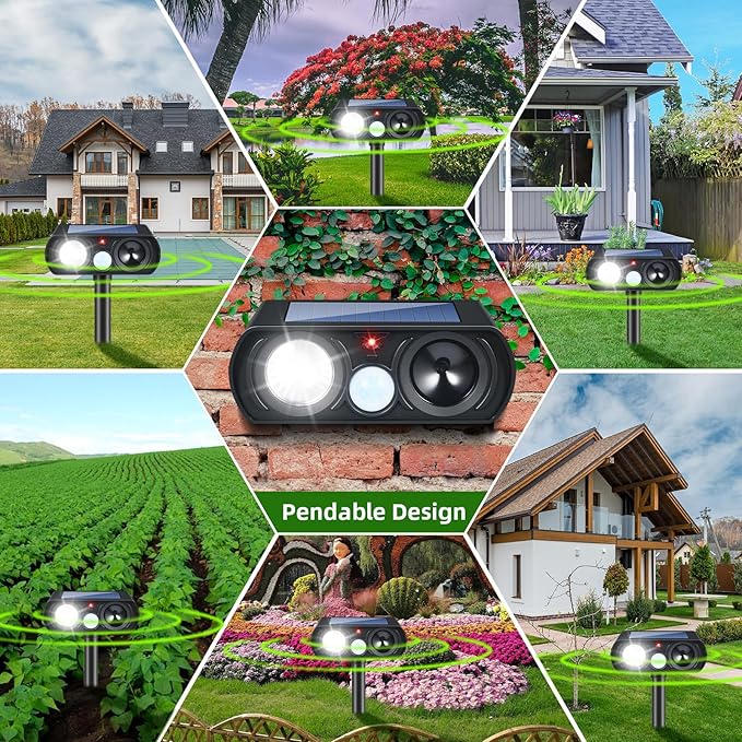 4Pack Ultrasonic Animal Repellent Outdoor Solar Animal Repeller witht Motion Sensor&LED Strober Ligh 2025 Cat Deterrent Outdoor Deer Repellent Device to Scare Fox Dog Skunk Rabbit Raccoon Squirrel