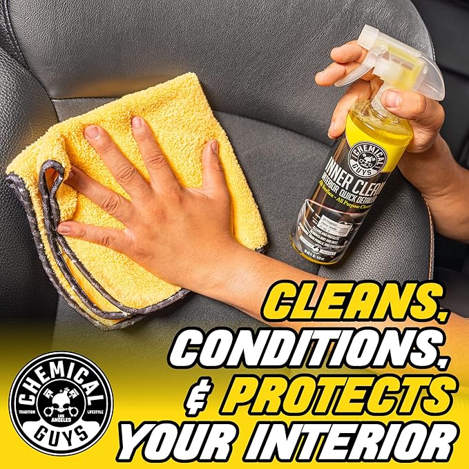 Chemical Guys InnerClean Interior Detailer with Pineapple Scent, Cleaner and Protectant for Dashboards, Doors, Seats and Surfaces, Non Greasy Interior Car Cleaner for Trucks, SUVs, RVs & Home, 16 oz