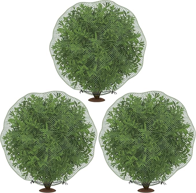 codree 3 Pcs Deer Netting for Shrubs- 7.8 x 7.8 Ft Deer Plant Netting Cover- Reusable Garden Plants Mesh Netting to Protect Undershrub Plant from Deer, Birds and Other Animals