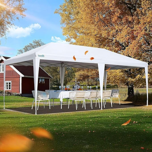 Quictent 10x20 FT Pop up Canopy Tent Without Sidewalls, Easy Setup and Wheeled Bag for Outdoor Event Party Commercial Camping Markets and Instant Shelter