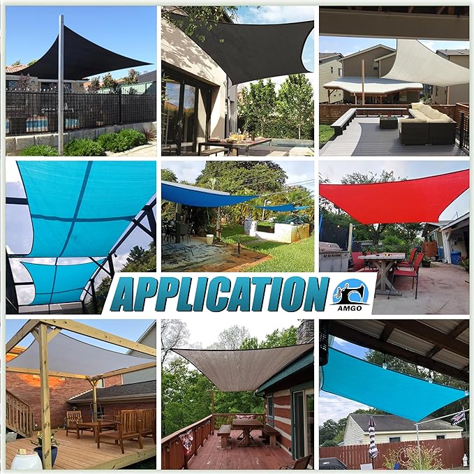 Amgo Custom Size 7' x 21' Green Rectangle Square Sun Shade Sail UPF50+ AGTAPR1620, Order to Make Canopy Awning, 95% UV Blockage, Water & Air Permeable, Commercial and Residential (We Customize)