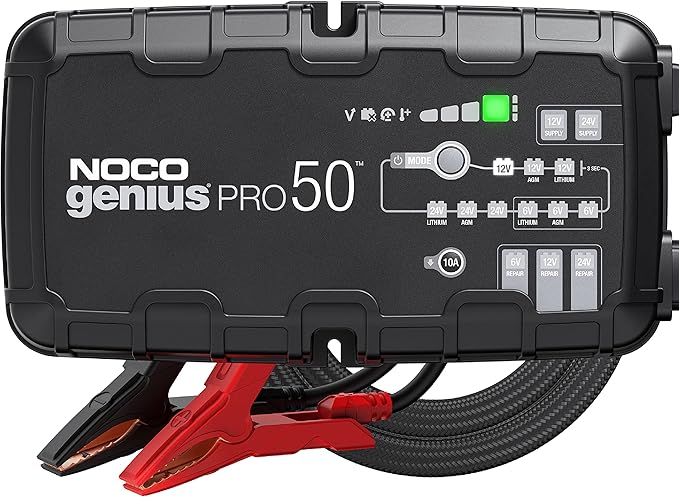 NOCO GENIUSPRO50: 50A 6V/12V/24V Professional Smart Battery Charger – Maintainer, Desulfator & Power Supply with Overcharge Protection & Thermal Compensation – for Lead-Acid & Lithium Batteries