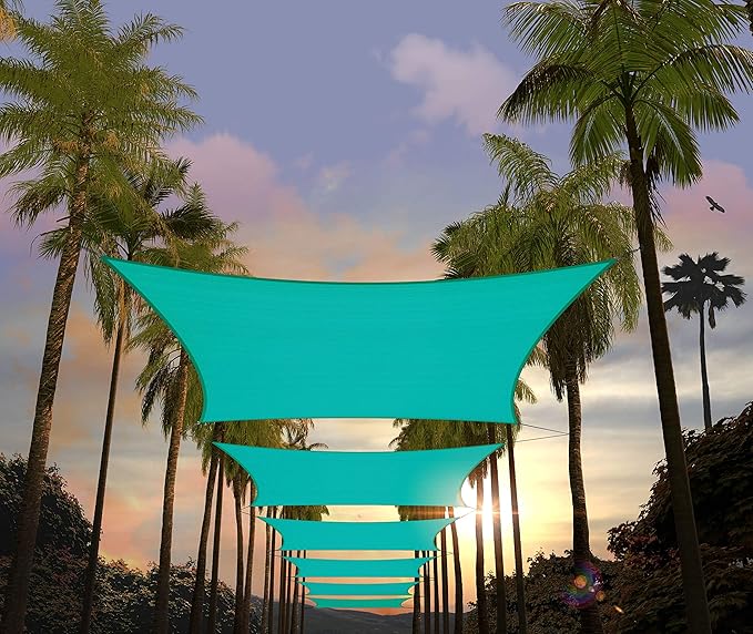 Amgo Custom Size 6' x 18' Turquoise Rectangle Square Sun Shade Sail UPF50+ AGTAPR1620, Order to Make Canopy Awning, 95% UV Blockage, Water & Air Permeable, Commercial and Residential (We Customize)