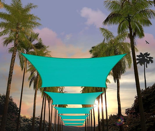 Amgo Custom Size 11' x 21' Turquoise Rectangle Square Sun Shade Sail UPF50+ AGTAPR1620, Order to Make Canopy Awning, 95% UV Blockage, Water & Air Permeable, Commercial and Residential (We Customize)