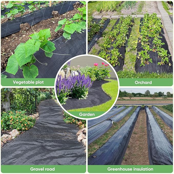 TICONN 4FTx300FT Weed Barrier Fabric Heavy Duty, 3.2Oz Landscape Fabric for Garden, Yard, Driveway, and Vegetable Cultivation (1PK)