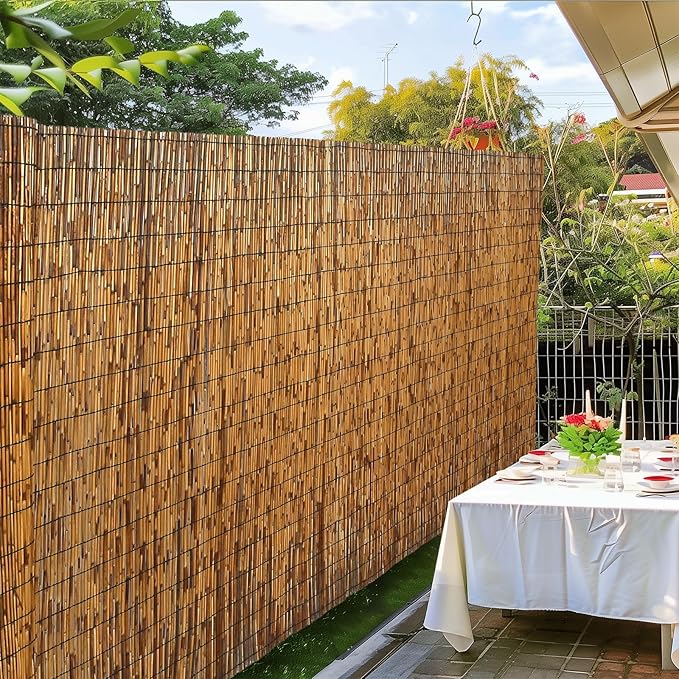 Natural Reed Fencing, Eco-Friendly Reed Fence, 4 feet High x 13.1 feet Long, Reed Screen for Backyard Patio Garden and More,Brown