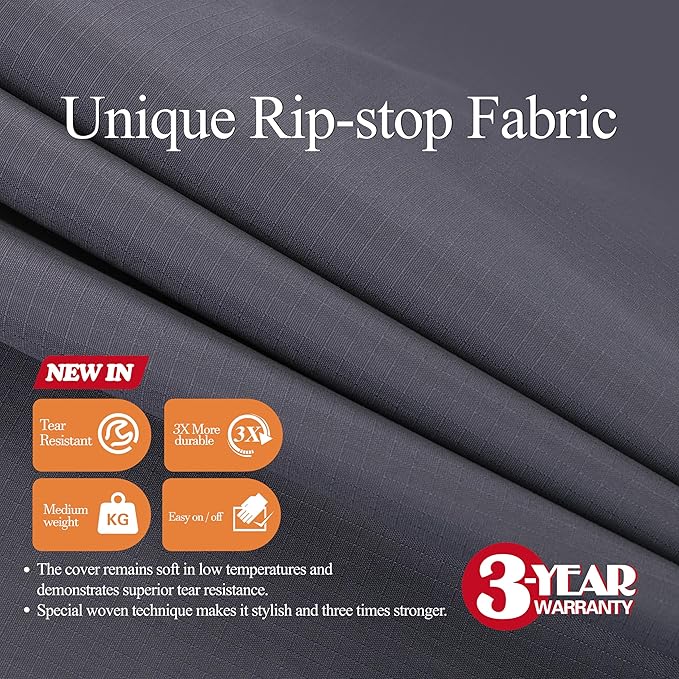 WJ-X3 Large Grey Heavy-Duty Patio Table Cover, 136x88x36in, Waterproof, Wind-Resistant, Anti-Fade - Ideal for Sectional Outdoor Furnitue Sets
