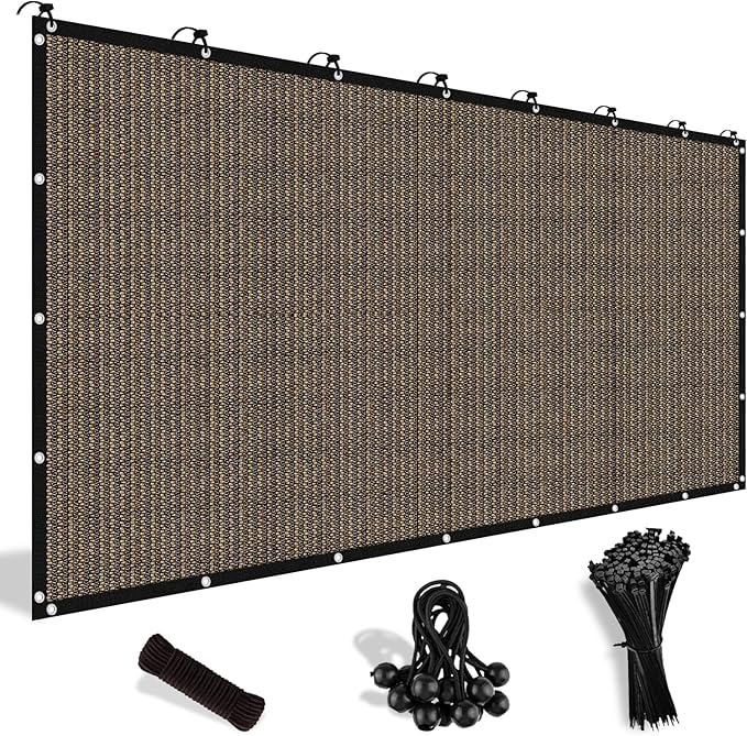 Shade&Beyond 90% Sun Shade Cloth with Grommets, 8' X 12' Pergola Shade Cover Canopy, Mesh Tarp Sun Screens for Patio, Outdoor, Garden, Backyard, Mocha