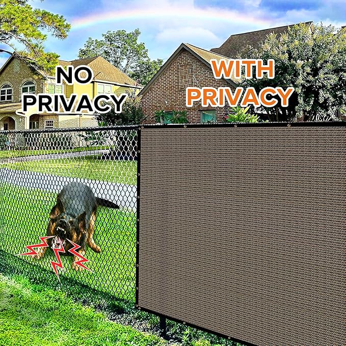 5ftx50ft Fence Privacy Screen Heavy Duty 170 GSM Windscreen & Dustproof Fabric Privacy Screen Covering Mesh Fencing for Outdoor Patio, Balcony, Pool Deck, Brown