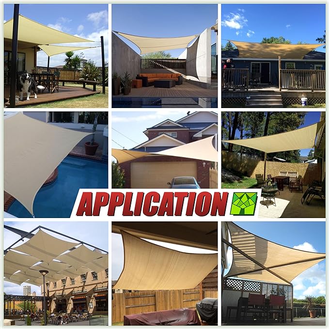 ColourTree 8' x 10' Beige Sun Shade Sail Rectangle Canopy - UV Block & Water Permeable, Heavy Duty Awning for Patio, Garden, Backyard, Yard & Outdoor (We Make Custom Size)
