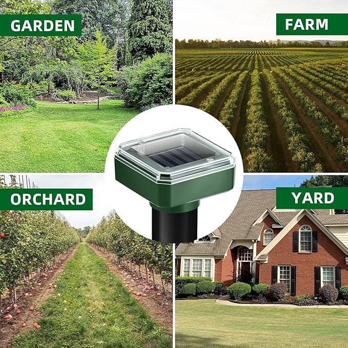 Mole Repellent Solar Powered, 8 Pack Gopher Repellent Ultrasonic Mole Stakes Spike Deterrent for Yard, Solar Rodent Repeller Outdoor,Get Rid of Vole Groundhog Chipmunk Snake Rodent Lawns Gardens Farms