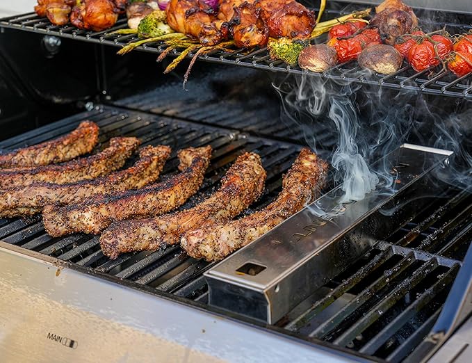 Monument Grills Denali 405 4-Burner Liquid Propane Gas Smart BBQ Grill Stainless Steel with Smoke Box(2 items)