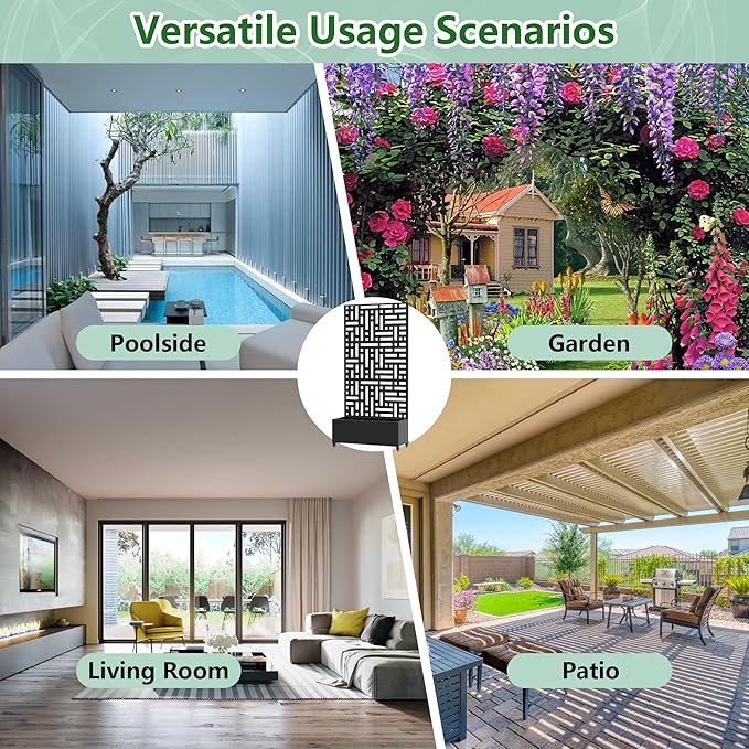 Casaphoria Raised Garden Bed Metal Planter Box with Trellis, 72"x35"x16" for Outdoor Climbing Plants, Flowers Vegetables and Vines Privacy Screen with Wheels and Drainage Holes(Black Street)