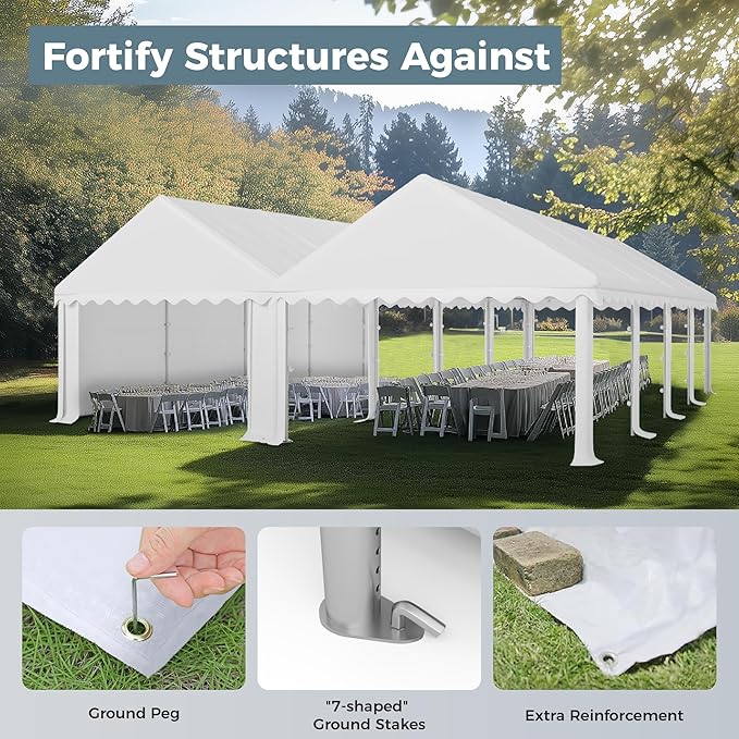 GREEN PARTY 13'x29.5' Party Tent Canopy, Large Wedding Event Shelter Canopy with Removable Sidewalls, Commercial Tents for Outdoor Event, Wedding, Carport, Birthday Party