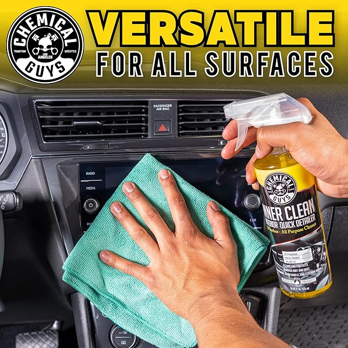 Chemical Guys InnerClean Interior Detailer with Pineapple Scent, Cleaner and Protectant for Dashboards, Doors, Seats and Surfaces, Non Greasy Interior Car Cleaner for Trucks, SUVs, RVs & Home, 16 oz