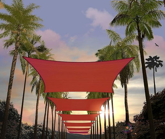 Amgo Custom Size 9' x 9' Red Rectangle Square Sun Shade Sail UPF50+ AGTAPR1620, Order to Make Canopy Awning, 95% UV Blockage, Water & Air Permeable, Commercial and Residential (We Customize)