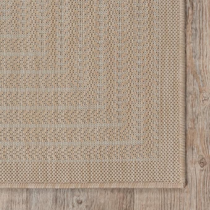 Adiva Rugs Outdoor Indoor Area Rug, Weather Resistant, Easy to Clean, Stain Resistant Floor Mat for Dining Room, Backyard, Deck, Patio (Natural Beige, 5' x 7')