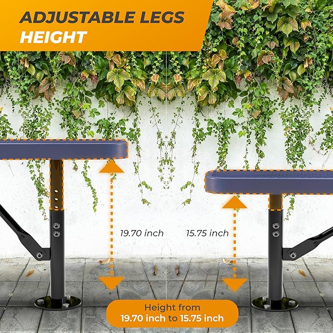 Heavy-Duty Outdoor Metal Bench, Thermoplastic-Coated, Surface, Weatherproof, Commercial-Grade for Parks, Gardens, Patios, Stores & More (6 Ft - Surface, Brown)