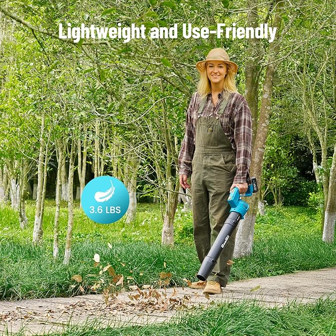 SEESII Leaf Blower Cordless, Electric Leaf Blower with 2 * 4.0Ah Batteries and Charger, 5 Speed Mode Electric Blower for Lawn Care, Powerful and Lightweight for Yard, Patio, Garden, Grass