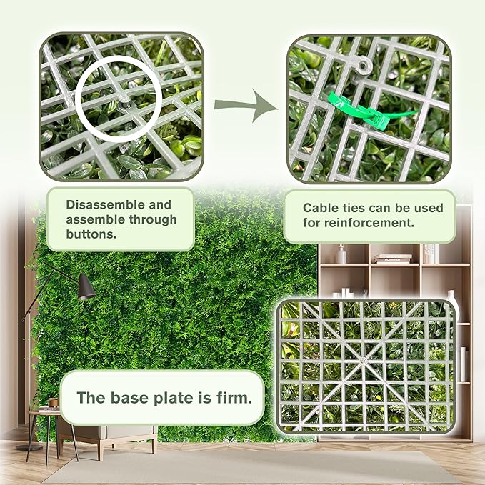 Greenery Faux Grass Wall Backdrop 40"x120"（33.5 SQFT） UV-Anti Artificial Green Boxwood Panel for Patio Balcony Privacy & Ivy Fence Covering Privacy, Garden, Backyard Wall Backdrop Decor
