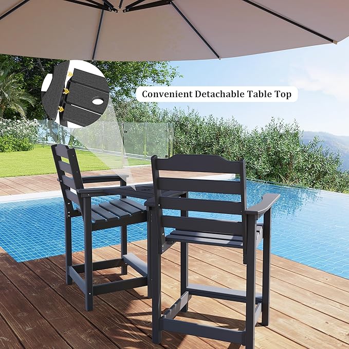 OTSUN Counter Height Stool Set of 4, Weather Resistant Balcony Chairs for Garden, Backyard, Poolside, Capacity 300 LBS(4 PCS, Black)