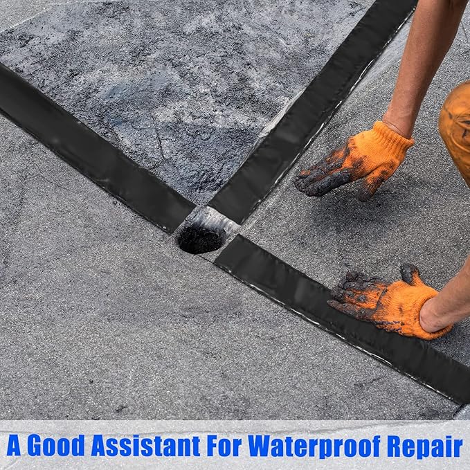 Fabbay 2 Rolls Asphalt Crack Filler Tape Asphalt Tape for Driveway Repair Joint and Crack Sealer for Tarmac Parking Lot Roof Cement Road, 50 Feet Each Roll (1.18 Inch)