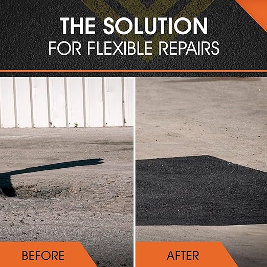 Roklin Systems, Inc. - FloMix Rapid Asphalt Repair, Quick-Drying Spall, Floor & Asphalt Crack Filler, Simple-to-Apply Driveway Sealer (Black, 5 Gallon Kit)