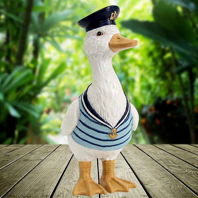 Leekung Garden Duck Statues for Outdoor Decorations,Porch Duck Figurine Sculptures for Garden Decor,Animal Statue Beach Nautical Decor Accents for Indoor Outside Porch Patio Yard Lawn Home Shelf