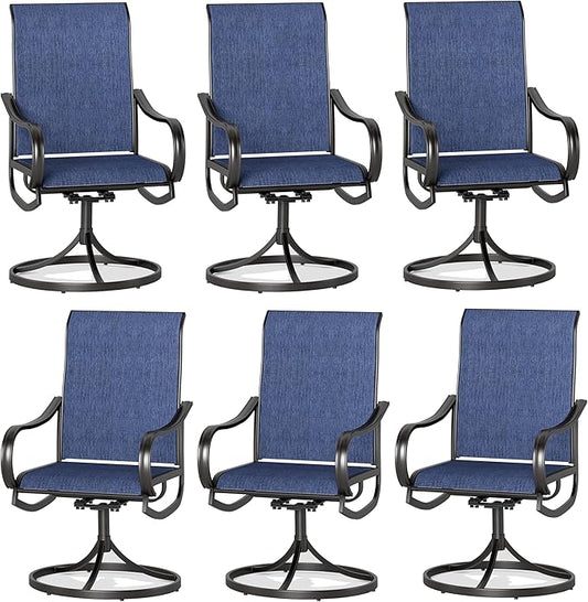 Sophia & William Patio Chairs Set of 6, Swivel Outdoor Chairs Textilene Patio Dining Chairs Heavy Duty with Metal Frame Support 300lbs for Lawn Yard Garden All Weather Blue