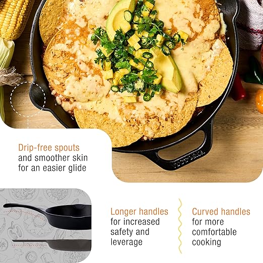 Victoria 12-Inch Day of the Dead La Calaca Cast Iron Skillet, Dia de los Muertos Seasoned Cast Iron Frying Pan with Long Handle, Made in Colombia