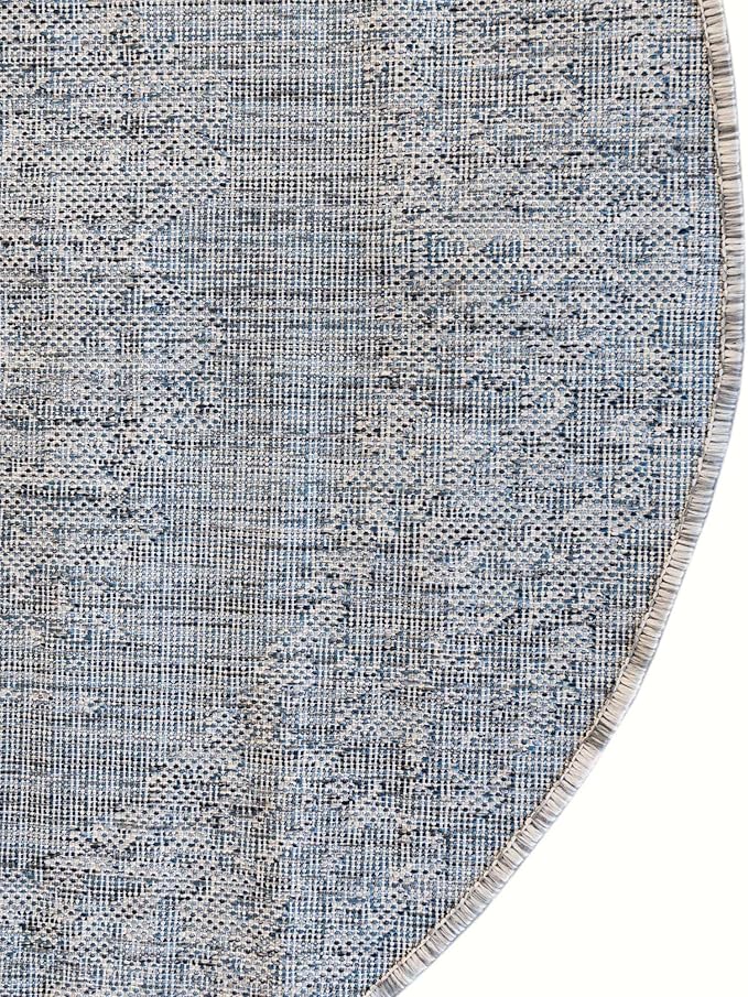 Unique Loom Outdoor Traditional Collection Area Rug - Timeworn (13' Round Blue/Gray)
