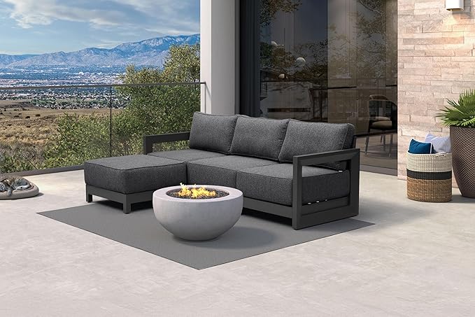 PURPLE LEAF Patio Furniture Set L-Shaped Outdoor Couch with 9.6" Thick Cushion and Soft Pillows 4 Piece Outdoor Sectional Sofas with Ottoman Modern Outdoor Conversation Sets for Yard Porch Deck, Grey