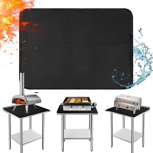 Heat Resistant Mats for Countertop and Grill Table, Fireproof Grill Mats for Outdoor Grill, Portable Charcoal Grill, Gas Grill, Pizza Oven Compatible with Blackstone, Ninja 24x31x0.02in, Black