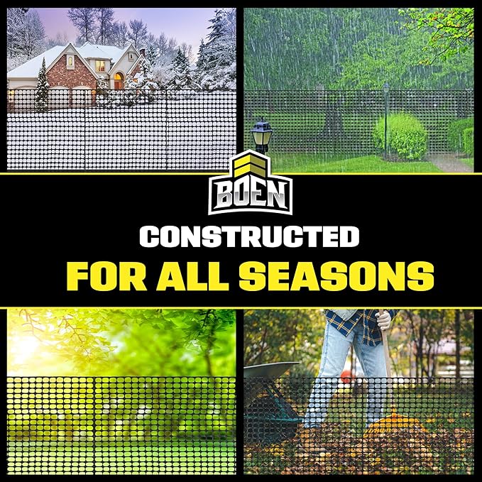 BOEN 4' x 100' Black Temporary Fencing, Mesh Snow Fence, Plastic, Safety Garden Netting, Above Ground Barrier, for Deer, Kids, Swimming Pool, Silt, Lawn, Rabbits, Poultry, Dogs