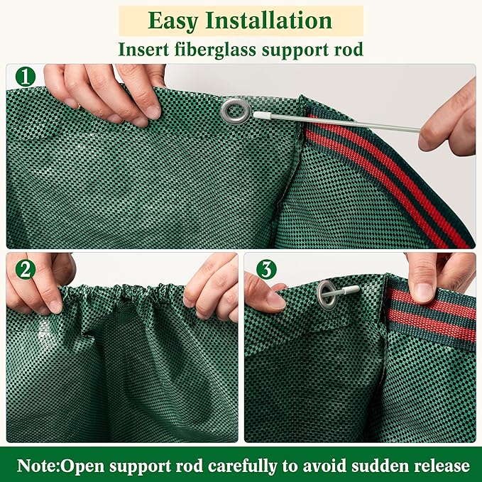 2 Pack 53 Gallon Reusable Yard Waste Bags, Multiple Handles Dustpuan-Type Lawn and Leaf Bags, Clollapsible Leaves Collector Garden Bag for Debris, Grass, Clippings, Branches, Lawn Trash