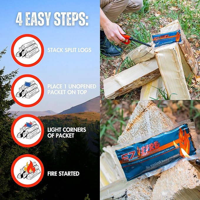 – All-Natural Fire Starters for Campfires, Fire Pits, BBQs & Fireplaces – Long Burning, Weather-Resistant, Non-Toxic & Easy to Light | 100 Pack