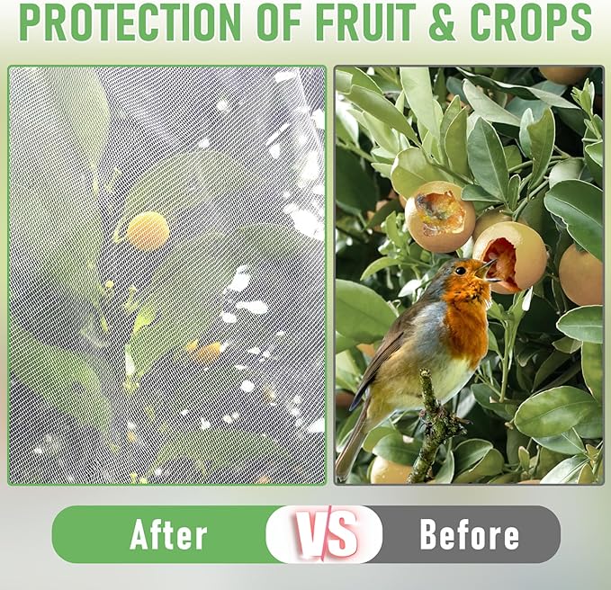 Fruit Tree Netting, Blueberry Bush Netting Cover for Garden Protection, 4Pcs 4x4.9 FT Garden Plant Netting Pest Barrier for Raised Beds for Strawberry, Tomato, Bug Mesh Net from Bird, Cicadas