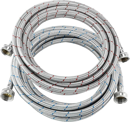 15 FT Washing Machine Hose,Long Washer Water Supply Hoses Hot And Cold Connection(2Packs),Washer Machine Hose Universal Fit for All Standard Wash Machines-by MIFLUS