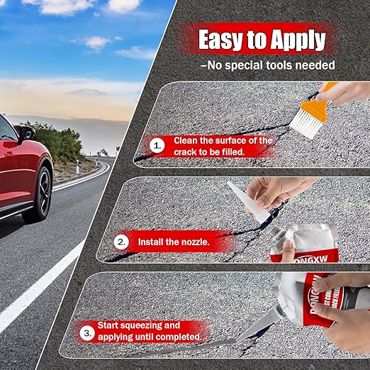 Concrete Crack Filler, Quick-Drying Waterproof Cement Crack Repair Sealant, High Elasticity Sealing Adhesive for Concrete, Weather-Resistant Caulking Glue for Joint, Outdoor(4 pcs)