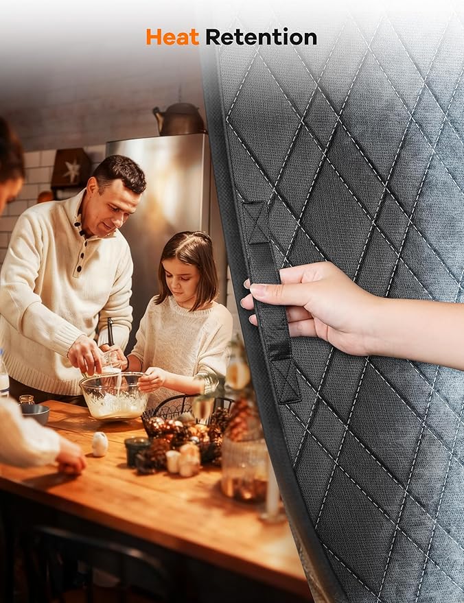 Magnetic Thermal Insulated Door Curtain, Fit Size up to 36 x 82 Inches, Thermal Door Curtain Filled with Thick Cotton to Keep Warm Winter, Doorway/Front/Back/Basement, Black, Diamond