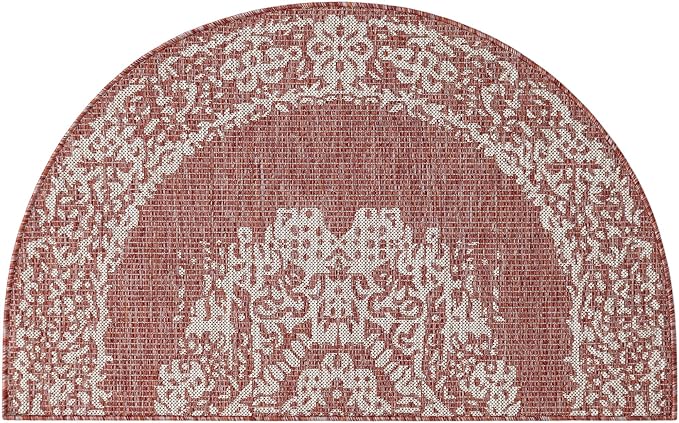 Unique Loom Outdoor Traditional Collection Area Rug - Timeworn (2' 7" x 4' 1" Hearth Rust Red/Gray)