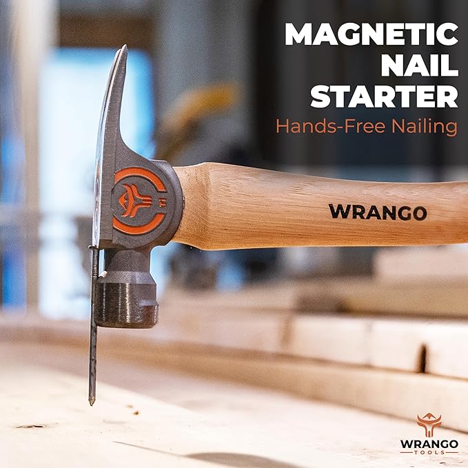 Wrango Tools Titanium Framing Hammer – 14oz Head, 17in Wood Handle, Milled Face, 38mm Diameter Pole