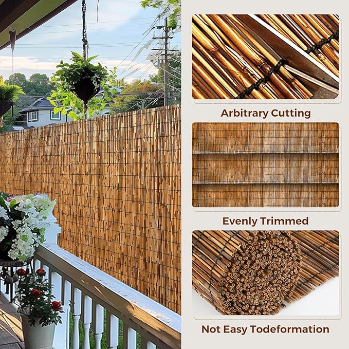 Natural Reed Fencing, Eco-Friendly Reed Fence, 4 feet High x 16.44 feet Long, Reed Screen for Backyard Patio Garden and More,Brown